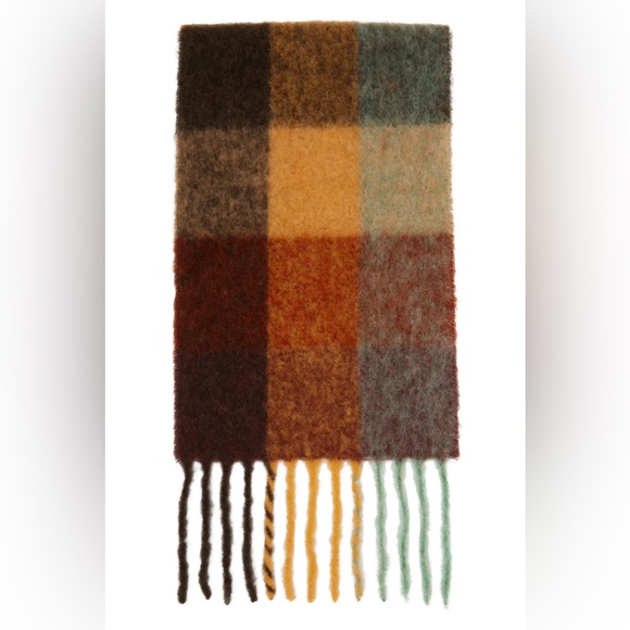 SOLD Acne Studios Brown & Orange Vally Check Scarf - Picture 3 of 4